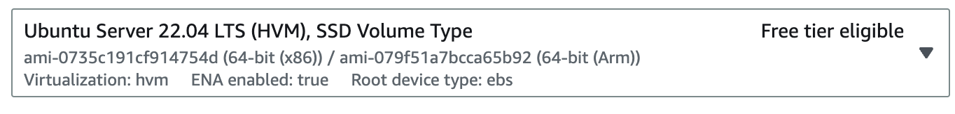 A screenshot of a free-tier-eligible AMI selection